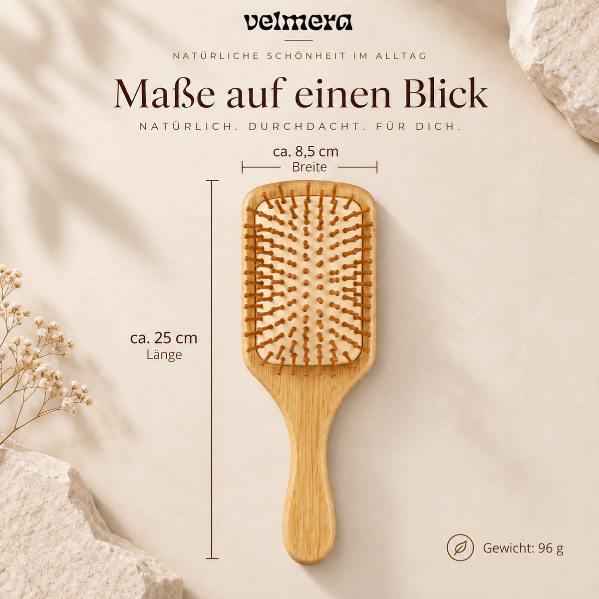 Velmera Wooden Brush |             Scalp Massage